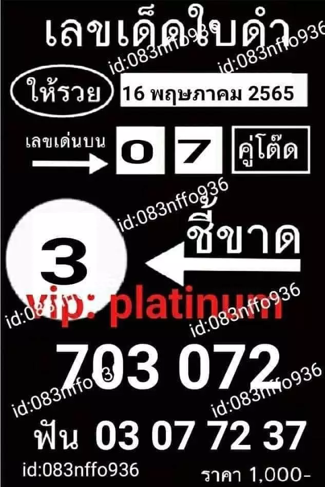 เลขเด็ดใบดำ งวด16/5/65