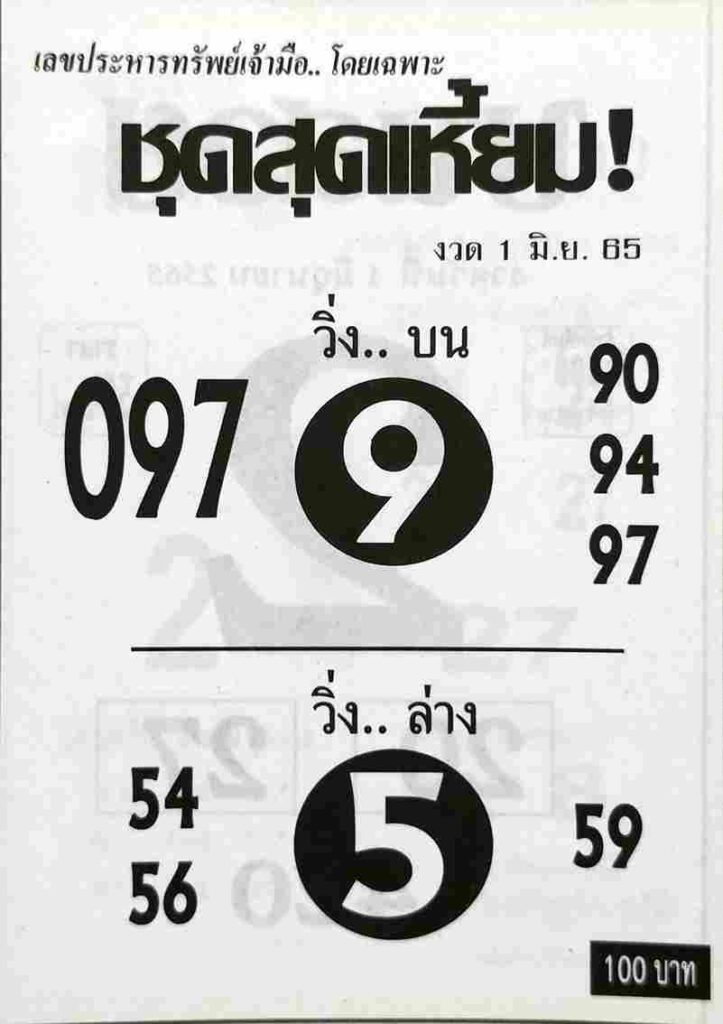 เลขเด็ด หวยชุดสุดเหี้ยม 1/6/65