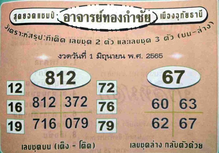 เลขเด็ด หวยทองกำชัย 1/6/65