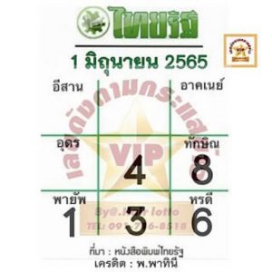 เลขเด็ด หวยไทยรัฐ 1/6/65