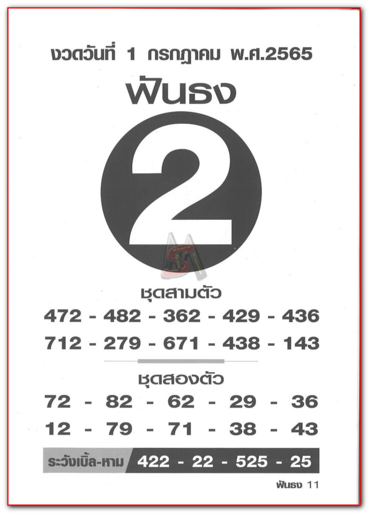 หวยซอง หวยฟันธง 1/7/65