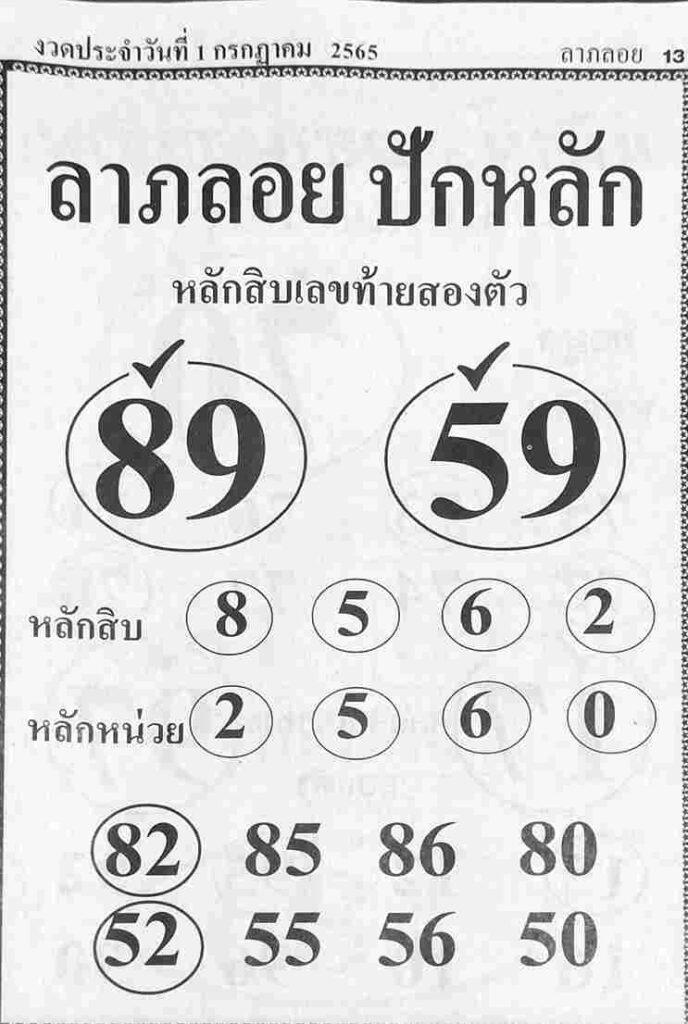 หวยซอง หวยลาภลอย ปักหลัก 1/7/65