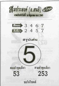 เลขเด็ด หวยสมประสงค์ 16/6/65