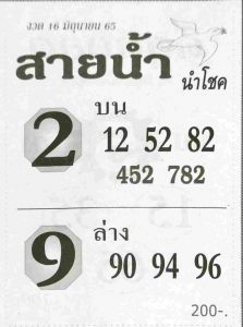 เลขเด็ด หวยสายน้ำ นำโชค 16/6/65