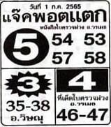 เลขเด็ด หวยแจ๊คพอตแตก 1/7/65