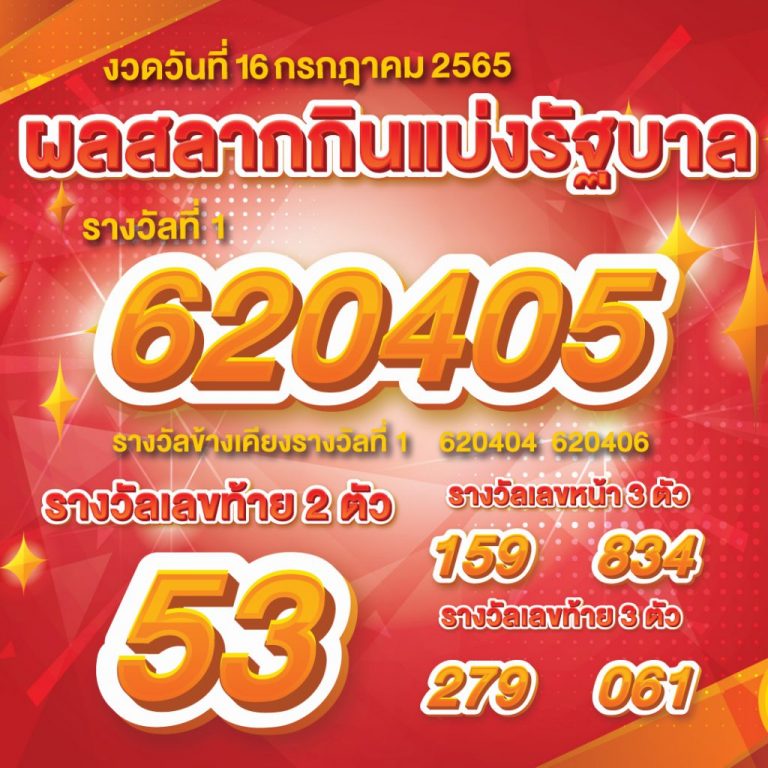 ตรวจหวย ผลสลากกินแบ่งรัฐบาล 16/7/65