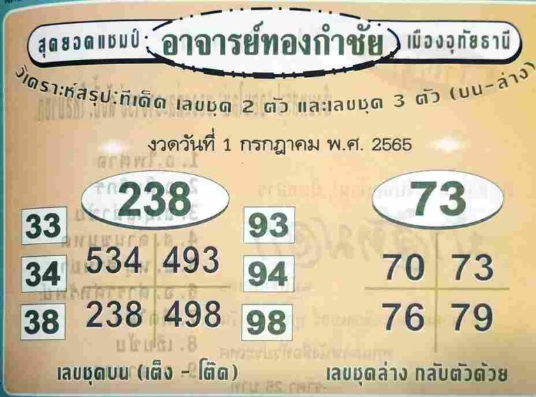 เลขเด็ด หวยทองกำชัย 1/7/65