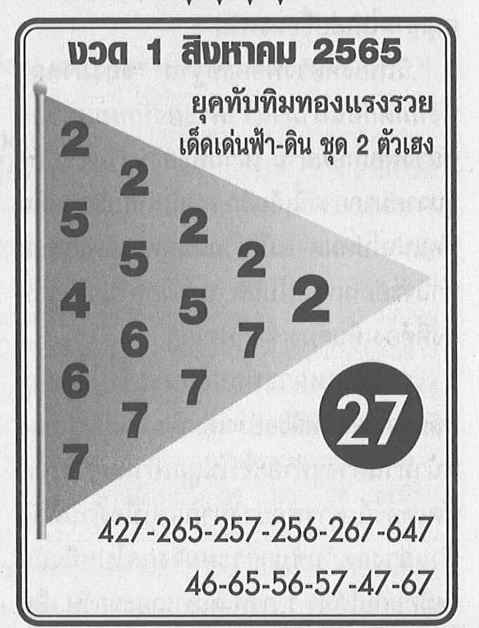 เลขเด็ด หวยทับทิมทอง 1/8/65