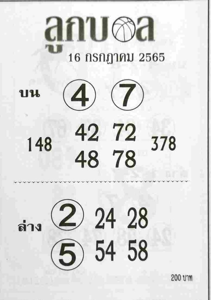 เลขเด็ด หวยลูกบอล 16/7/65