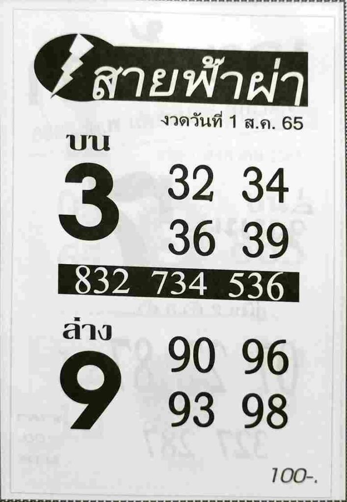 เลขเด็ด หวยสายฟ้าผ่า 1/8/65