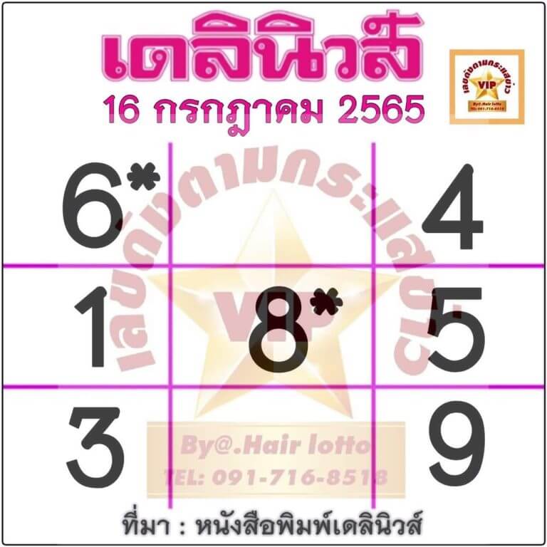 เลขเด็ด หวยเดลินิวส์ 16/7/65