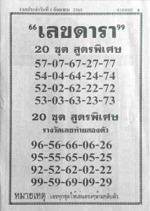 เลขเด็ด เลขดารา 1/9/65