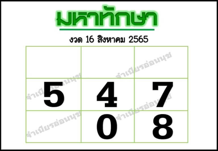 เลขเด็ด มหาทักษา 16/8/65