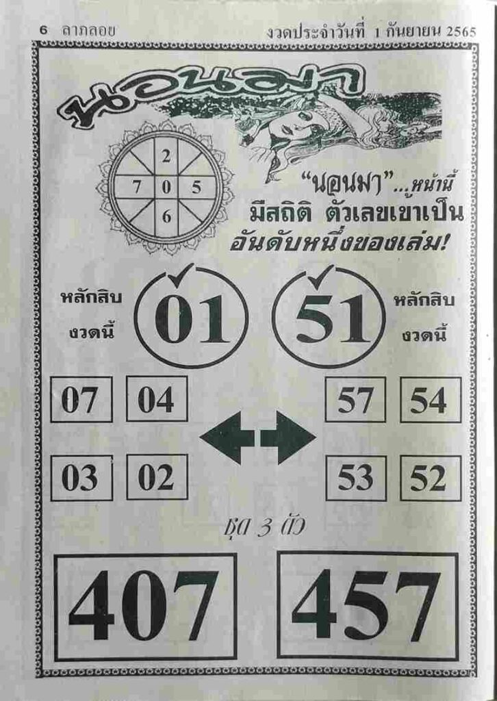 หวยซอง หวยนอนมา1/9/65