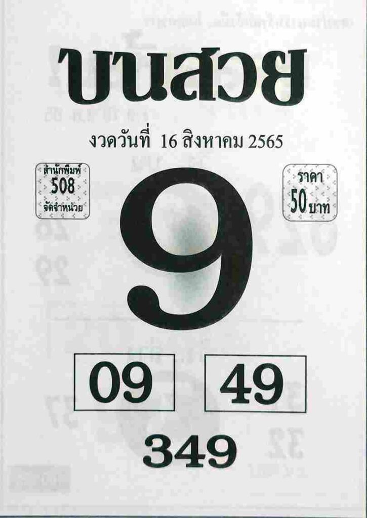 เลขเด็ด หวยบนสวย 16/8/65