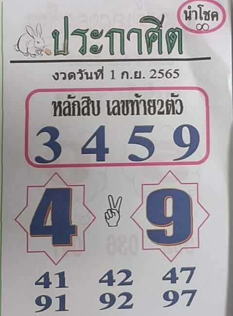 หวยซอง หวยประกาศิตนำโชค1/9/65