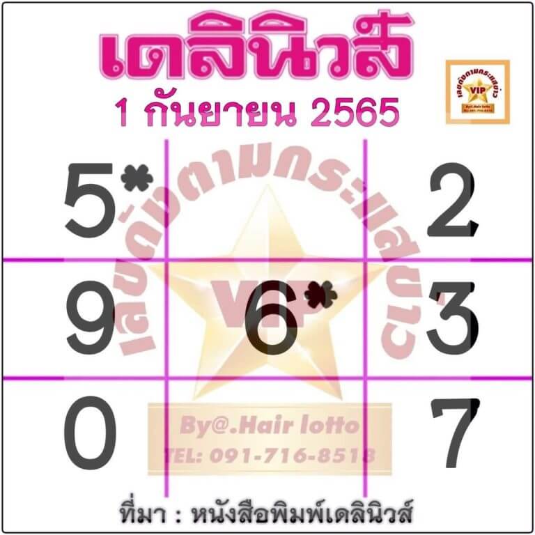 เลขเด็ด หวยเดลินิวส์ 1/9/65