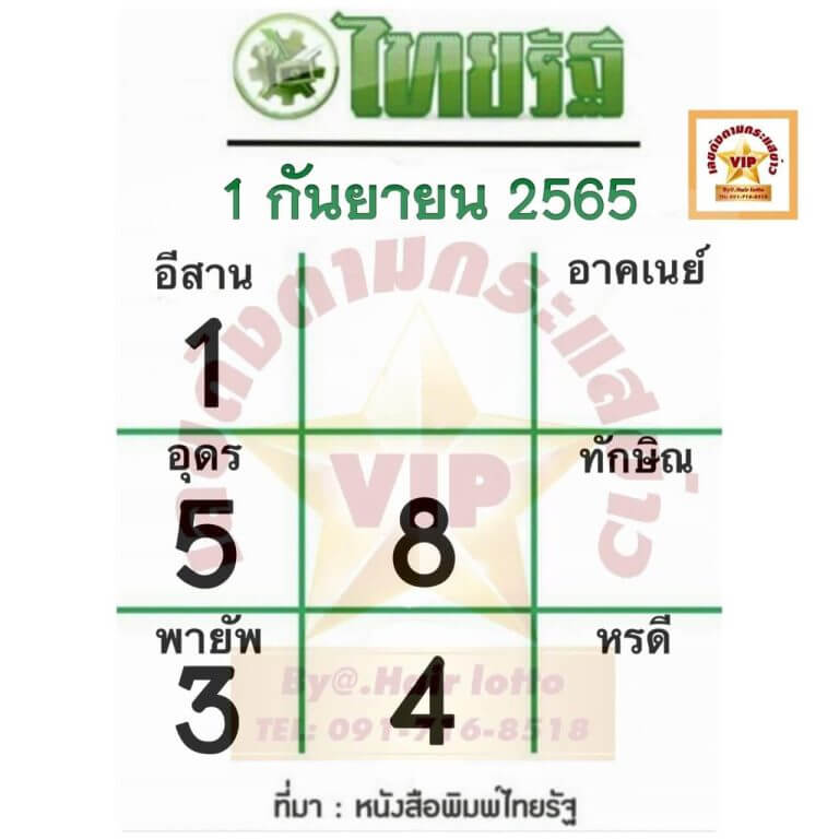 เลขเด็ด หวยไทยรัฐ 1/9/65