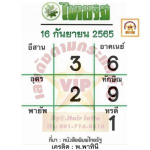 เลขเด็ด หวยไทยรัฐ 16/9/65