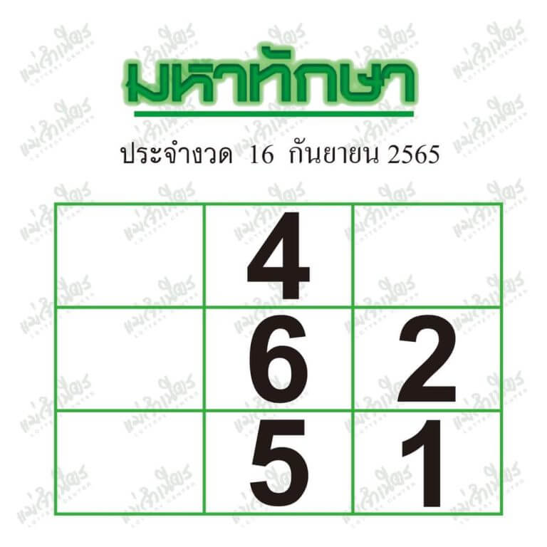 เลขเด็ด มหาทักษา 16/9/65