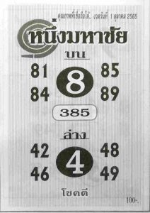 เลขเด็ด หวยหนึ่งมหาชัย 1/10/65