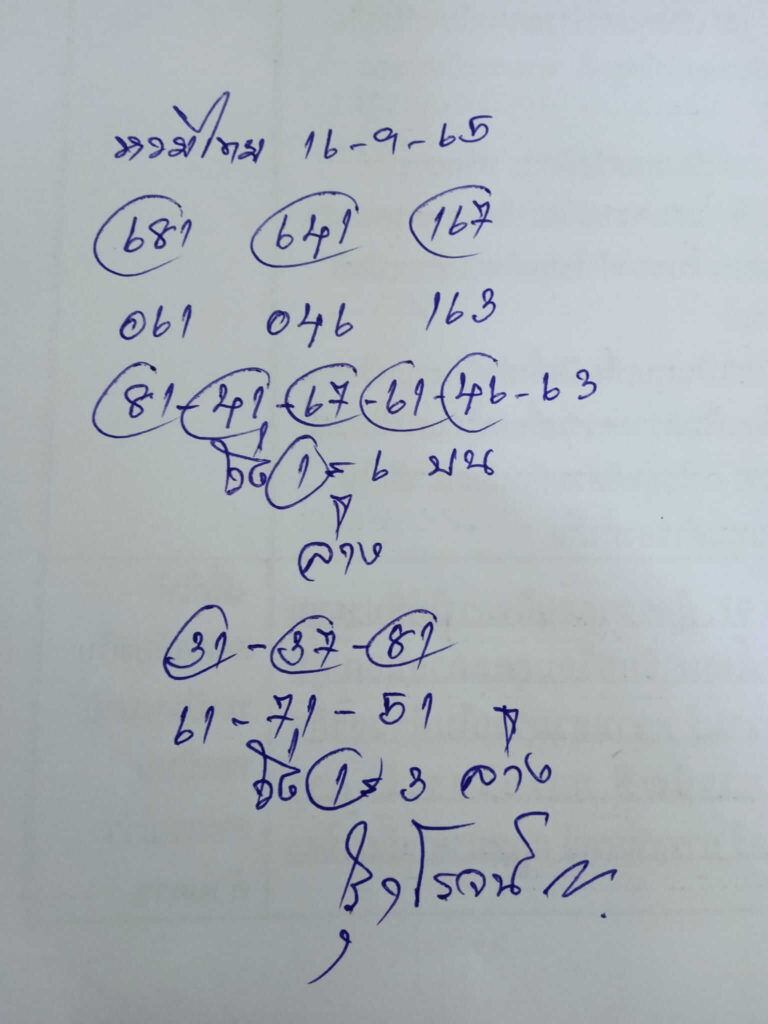 เลขเด็ด หวยรุ่งโรจน์ 16/9/65