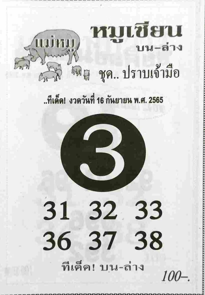 เลขเด็ด หวยหมูเซียน 16/9/65