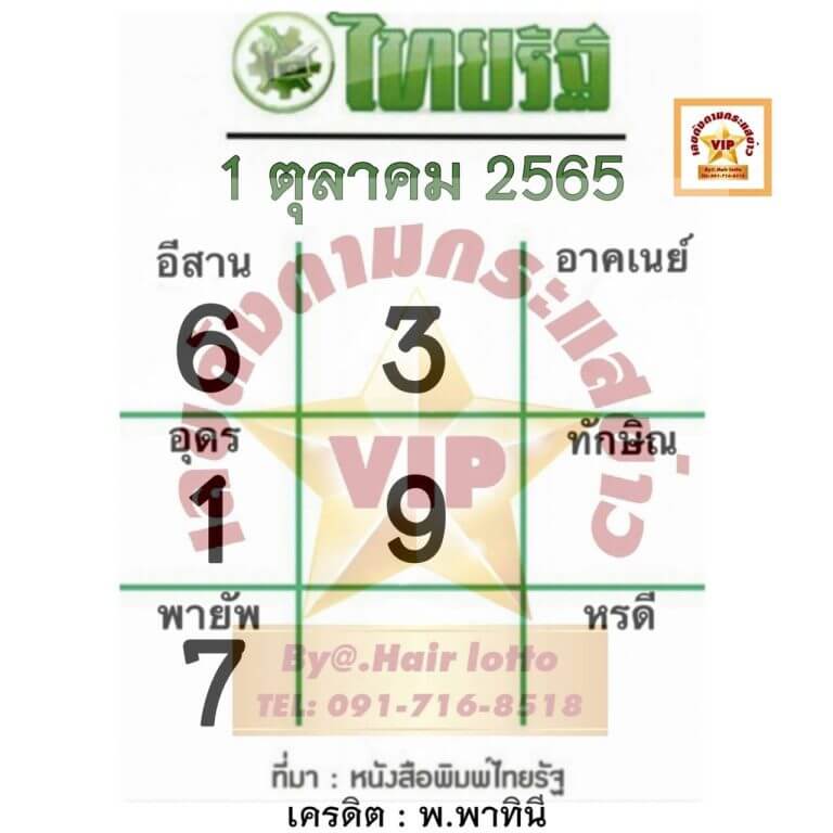 เลขเด็ด หวยไทยรัฐ 1/10/65