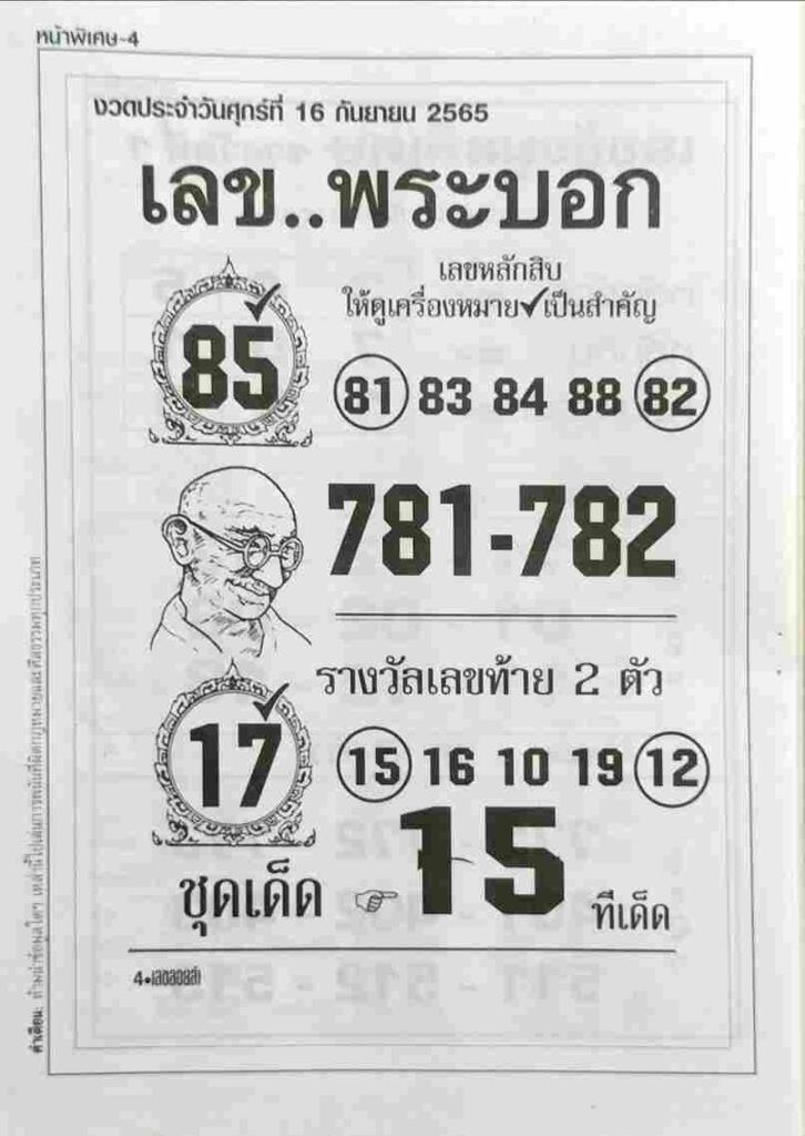 เลขเด็ด เลขพระบอก16/9/65