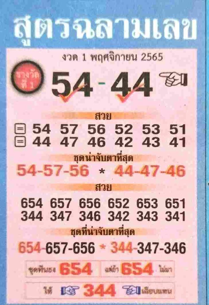 หวยใต้ดิน หวยสูตรฉลามเลข 1/11/65