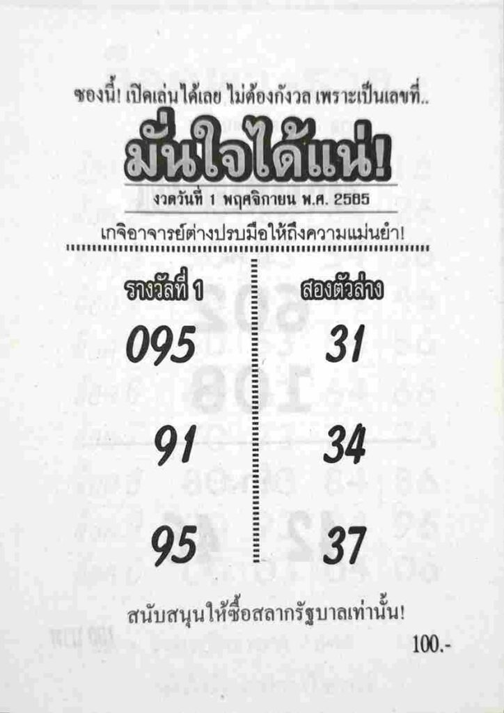 เลขเด็ด หวยมั่นใจได้แน่ 1-11-65