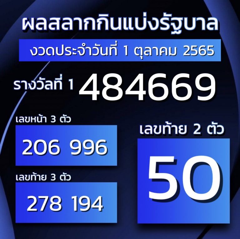 ผลสลากกินแบ่งรัฐบาล1/10/65