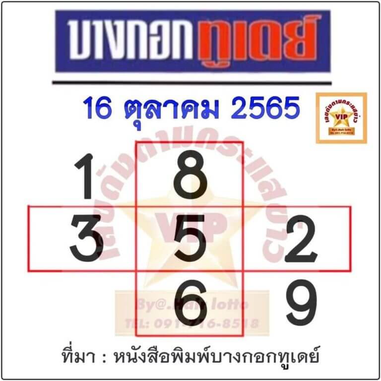 เลขเด็ด หวยบางกอกทูเดย์ 16/10/65