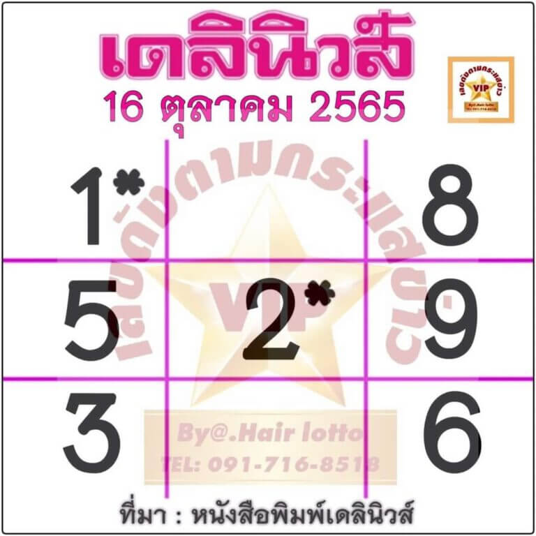 เลขเด็ด หวยเดลินิวส์ 16/10/65