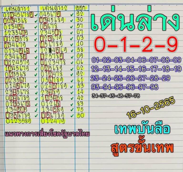 หวยซอง หวยเทพบันลือ16/10/65