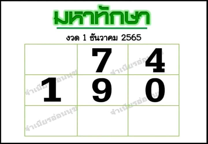 เลขเด็ด มหาทักษา 1/12/65