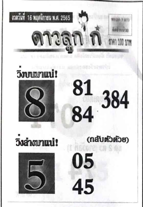 เลขเด็ด หวยดาวลูกไก่ 16-11-65