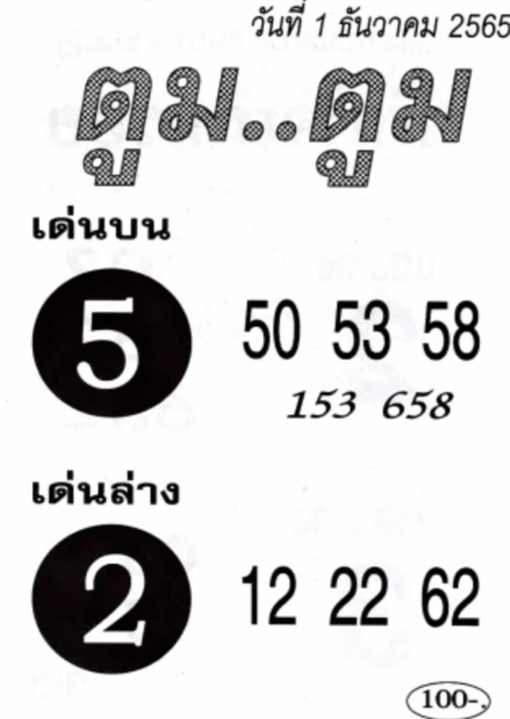 เลขเด็ด หวยตูมตูม 1-12-65