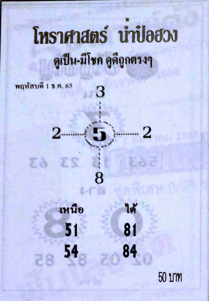 เลขเด็ด หวยน่ำป๋อฮวง 1-12-65