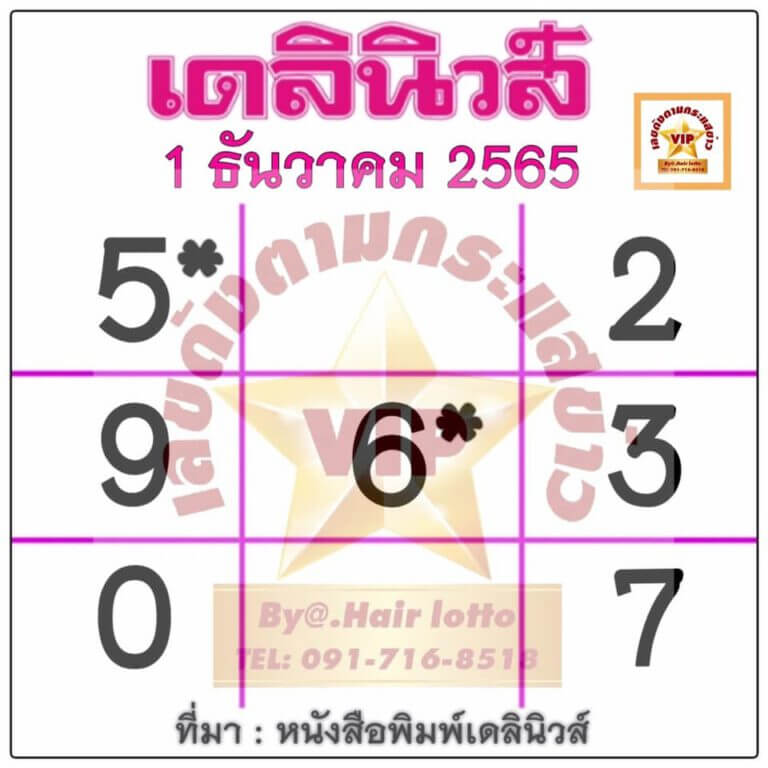 เลขเด็ด หวยเดลินิวส์ 1-12-65