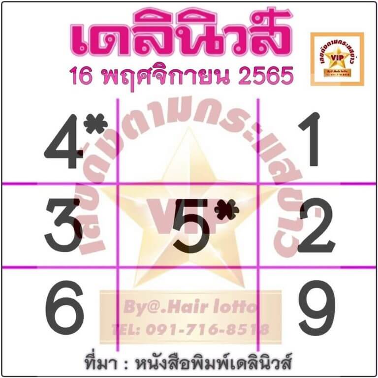 เลขเด็ด หวยเดลินิวส์ 16-11-65