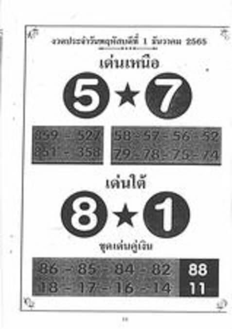 หวยซอง หวยเด่นเหนือใต้1-12-65