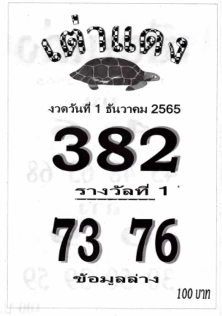 เลขเด็ด หวยเต่าแดง 1-12-65