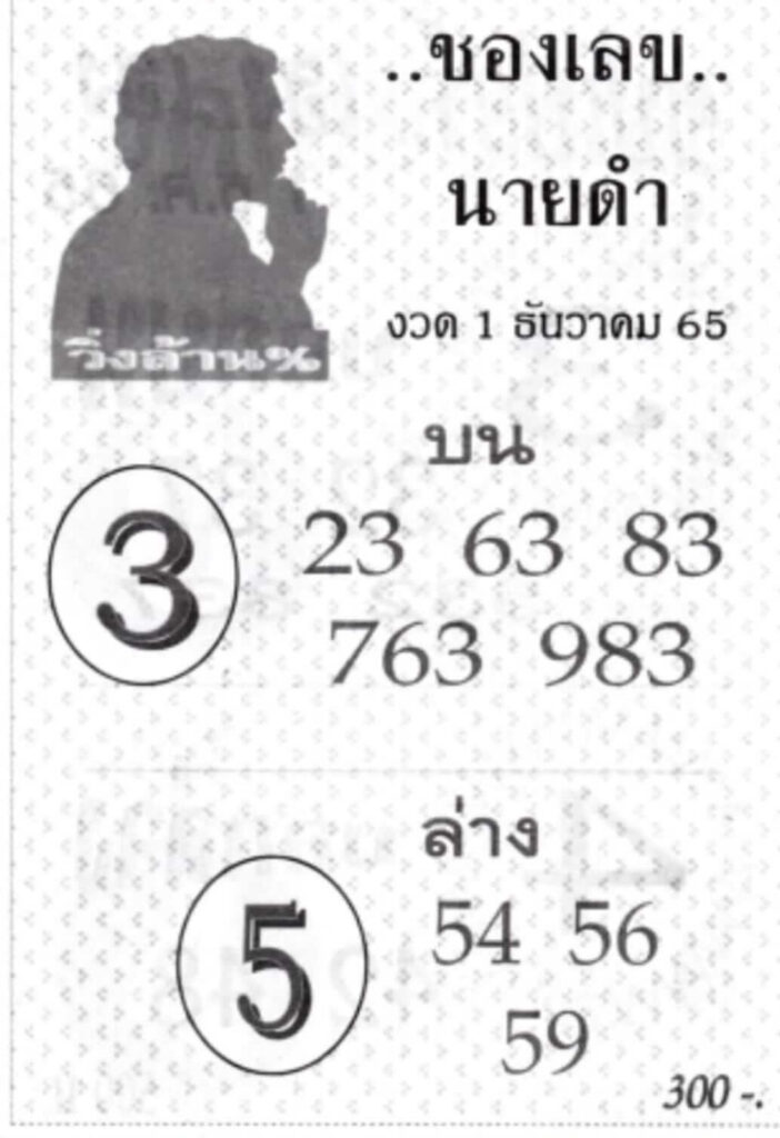 เลขเด็ด เลขนายดำ 1-12-65