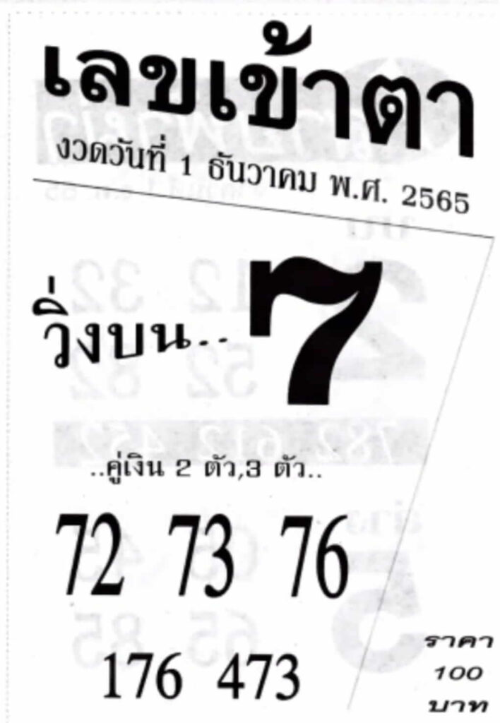 เลขเด็ด เลขเข้าตา 1-12-65