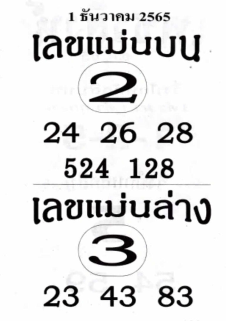 เลขเด็ด เลขแม่นบนแม่นล่าง 1-12-65