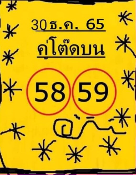 เลขดัง หวยคู่โต๊ดบน 30-12-65