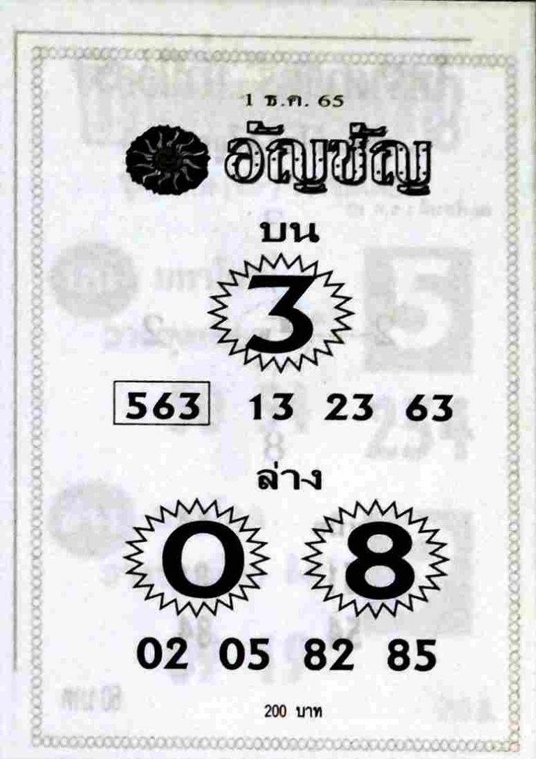 เลขดัง หวยอัญชัญ 1/12/65