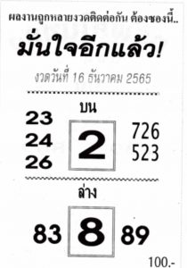 เลขดัง หวยมั่นใจอีกแล้ว 16/12/65