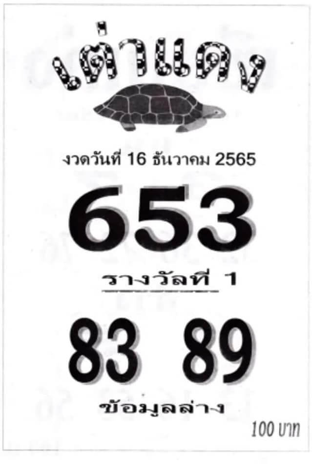 เลขดัง หวยเต่าแดง 16-12-65